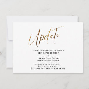 Invitación Actualización Boda postponada de escritura elegant