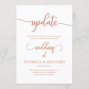 Invitación Actualización de aplazamiento de fecha de boda ele