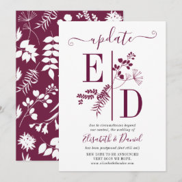 Invitación Actualización de Boda con Iniciales de Borgoña Sim