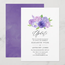 Invitación Actualización de boda de acuarela floral violeta u