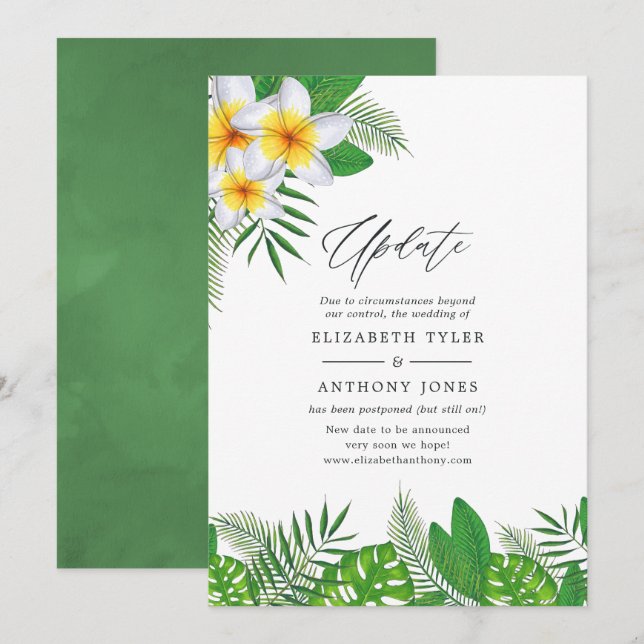 Invitación Actualización de Boda de acuarela hawaiana Aloha L (Anverso / Reverso)