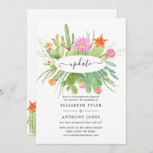 Invitación Actualización de Boda de Cactus de color de agua
