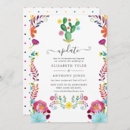 Invitación Actualización de Boda de color de agua Floral Fies
