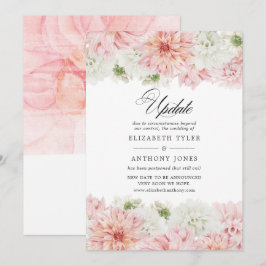 Invitación Actualización de boda de dalia rosa pastel suave