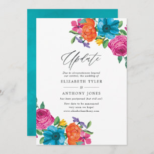 Invitación Actualización de Boda de Fiesta Floral de acuarela