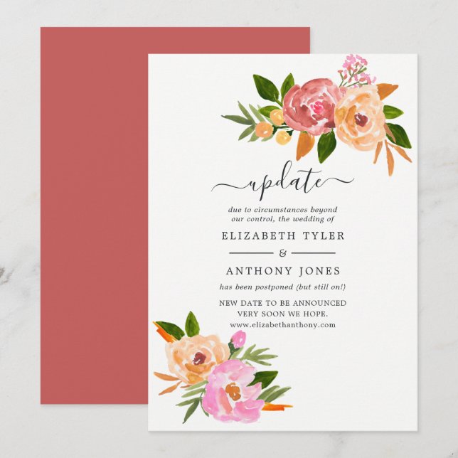 Invitación Actualización de boda de primavera (Anverso / Reverso)