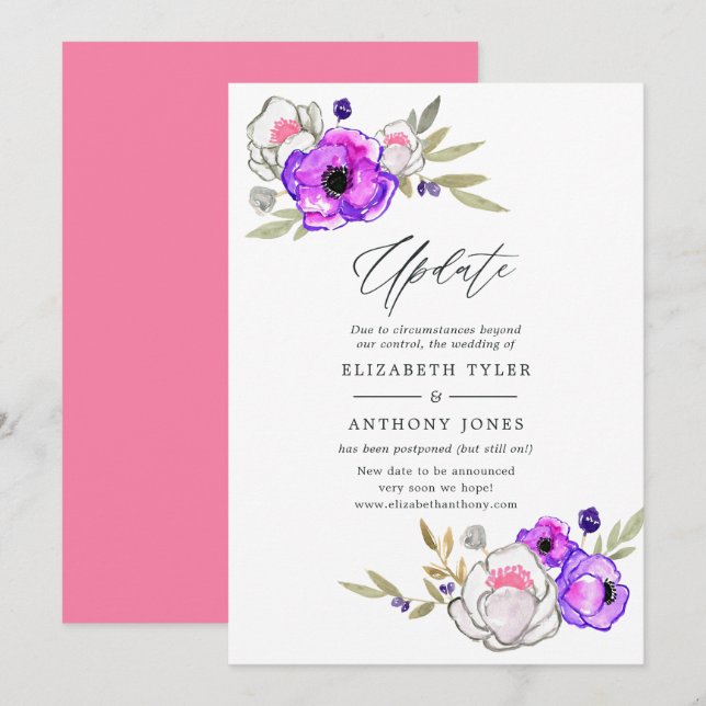 Invitación Actualización de boda de primavera (Anverso / Reverso)