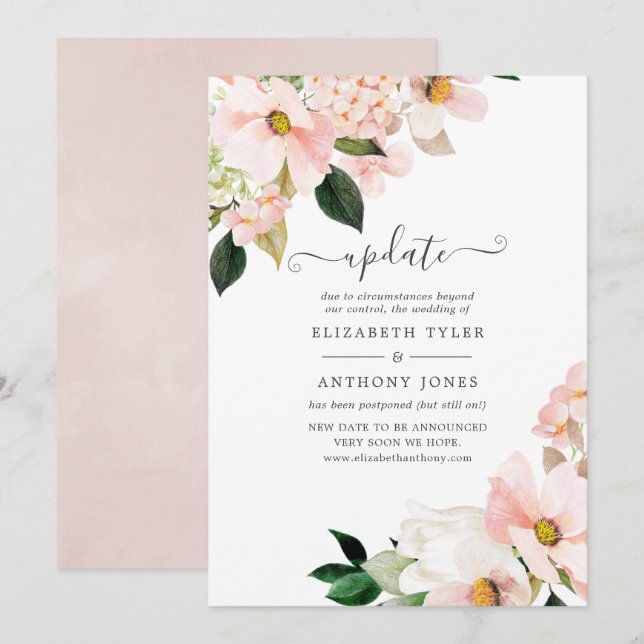 Invitación Actualización de Boda de Primavera Floral Rosa de  (Anverso / Reverso)