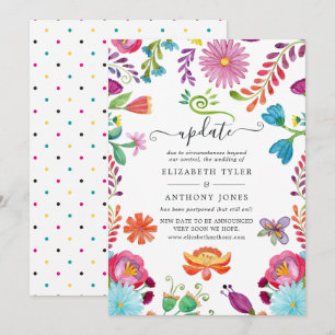 Invitación Actualización de Boda Fiesta Mexicana con Flores e