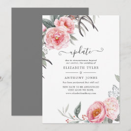 Invitación Actualización de boda floral boho rosa pastel y gr