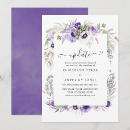 Invitación Actualización de boda floral de acuarela violeta p