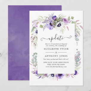 Invitación Actualización de boda floral de acuarela violeta p