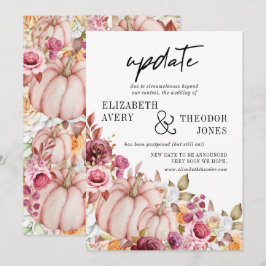 Invitación Actualización de boda floral de calabaza borgoña r