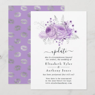 Invitación Actualización de boda floral de lavanda y plata