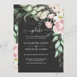 Invitación Actualización de boda floral de lujo en negro y ro