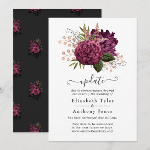 Invitación Actualización de boda floral de Marsala y Rosa Dor