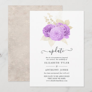Invitación Actualización de Boda Floral Morado y Marfil