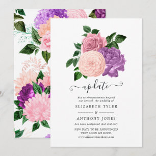 Invitación Actualización de boda floral rosa melocotón y lava