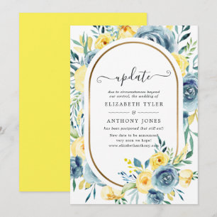 Invitación Actualización de boda floral turquesa y amarillo