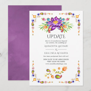 Invitación Actualización de boda india floral de moda con est