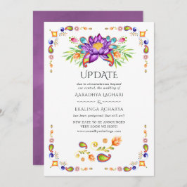 Invitación Actualización de Boda indio de moda Floral Paisley
