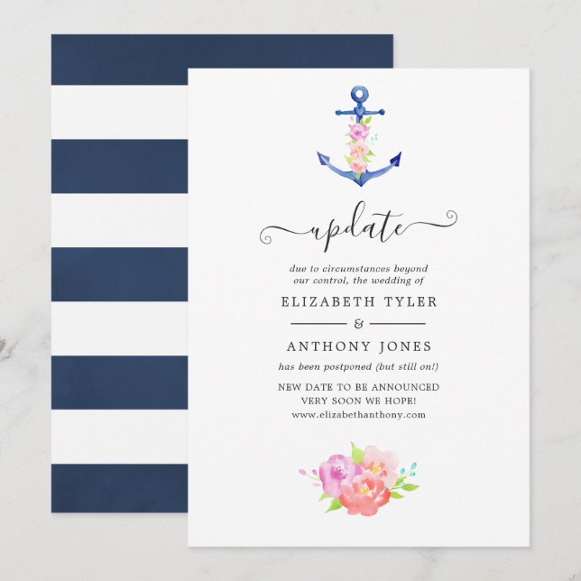 Invitación Actualización de Boda náutico (Anverso / Reverso)