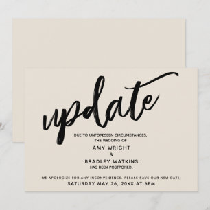 Invitación Actualización de boda pospuesta escrita a mano Tar