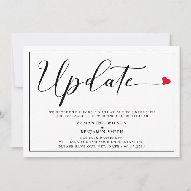 Invitación Actualización de Boda simple elegante (Anverso)