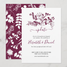 Invitación Actualización de Boda Simple Moderna Borgoña