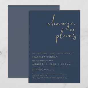 Invitación Actualización de bodas de CAITLIN Navy Gold Cambio