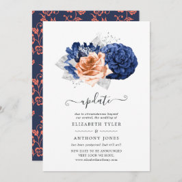 Invitación Actualización de Bodas florales de coral, marina y