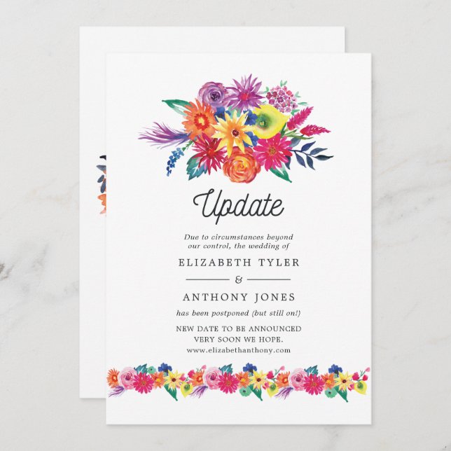 Invitación Actualización de la boda de la Fiesta Floral (Anverso / Reverso)