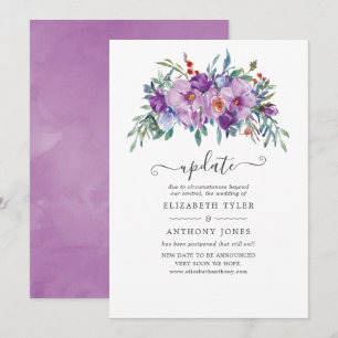 Invitación Actualización de la boda de Magnolias y Rosas Purp