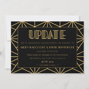 Invitación Actualización de la boda pospuesta del arte deco v