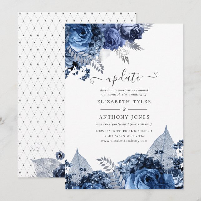Invitación Actualización de la Marina y el Blanco con el Boda (Anverso / Reverso)