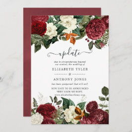 Invitación Actualización del Boda de Burgundy Wine Red Floral