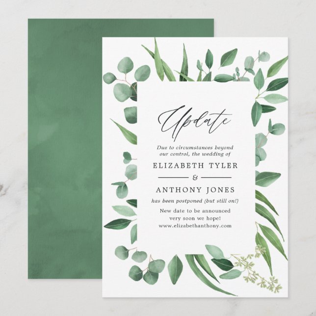 Invitación Actualización del Boda de Eucalyptus Greenery (Anverso / Reverso)