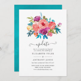 Invitación Actualización del Boda de flores corales, turquesa