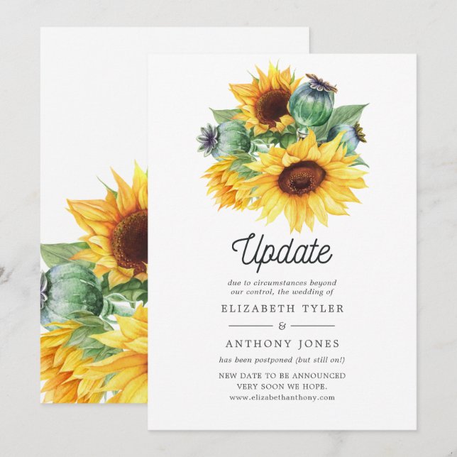 Invitación Actualización del Boda de girasoles de Bohemia rus (Anverso / Reverso)