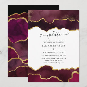 Invitación Actualización del Boda de la Agate de Borgoña y Or