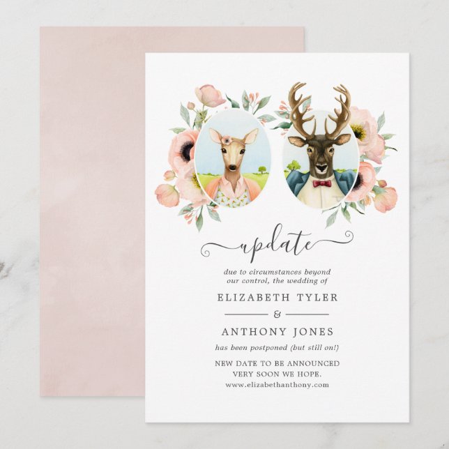 Invitación Actualización del Boda divertida de Woodland Fores (Anverso / Reverso)