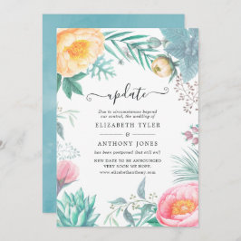 Invitación Actualización del Boda Dusty Pastel Tropical Flora