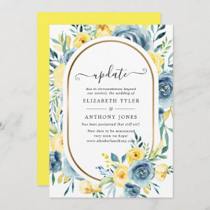Invitación Actualización del Boda floral amarillo y turquesa