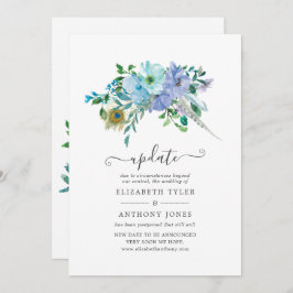 Invitación Actualización del Boda Floral de Boho Azul y Mint