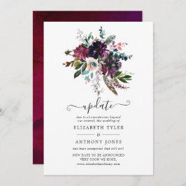 Invitación Actualización del Boda Floral de Bordo Violet Plum