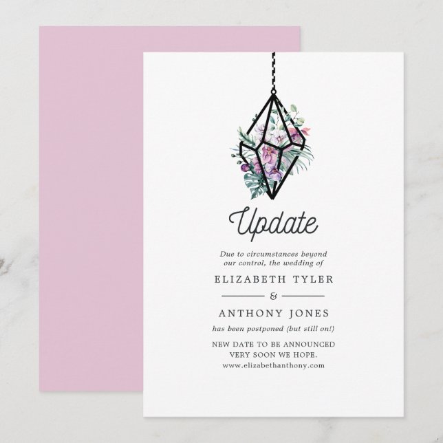 Invitación Actualización del Boda floral del terrario geométr (Anverso / Reverso)