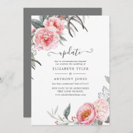 Invitación Actualización del Boda Floral Pastel Rosa y Gris B