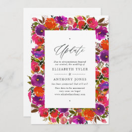 Invitación Actualización del Boda floral púrpura y Naranja