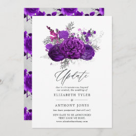 Invitación Actualización del Boda floral real morado y platea