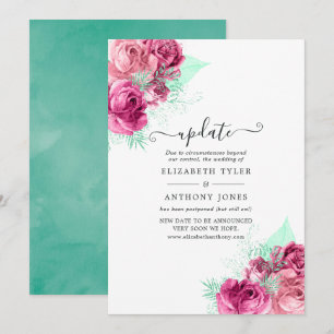 Invitación Actualización del Boda floral rosa y mint